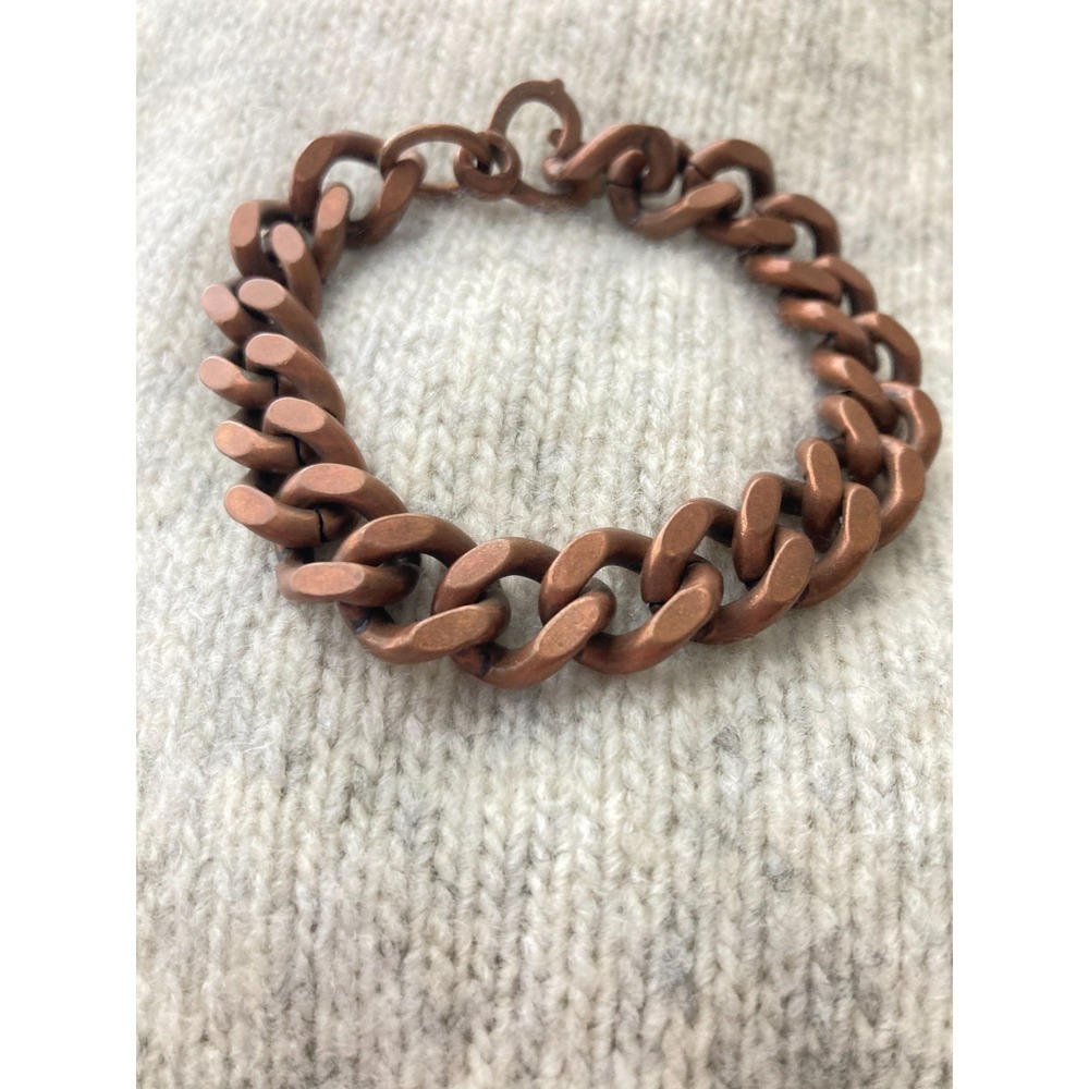 Chunky Copper Cuban Link Chain Bracelet Hook Clasp Unisex Matte Heavyweight